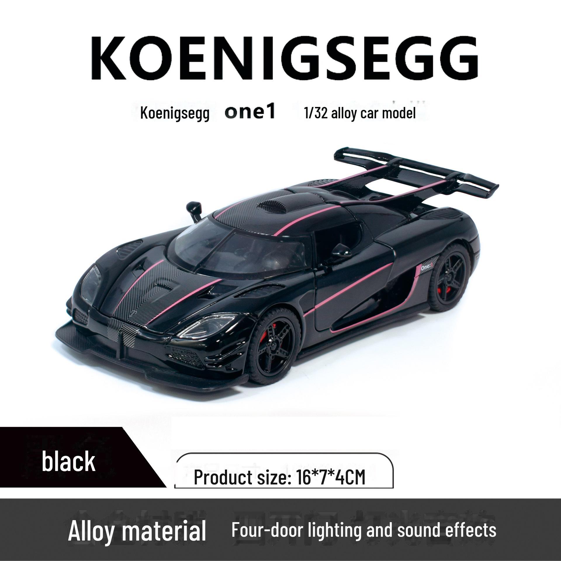 

Xinao 1:32 Модель спортивного автомобіля Koenigsegg - Двері-крила, Звук і Світло, Металева іграшка з механізмом відтягування bulk чорний