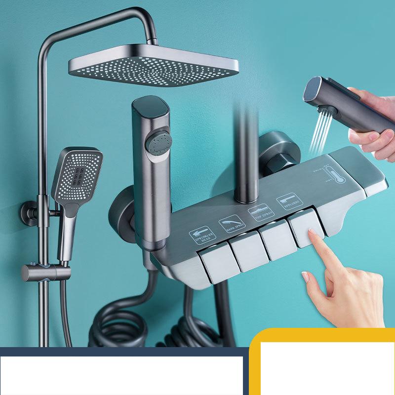 Piano Key Shower Set Wall Mounted Bathroom Faucet Luxury Warm and Cold Black Shower System Faucet