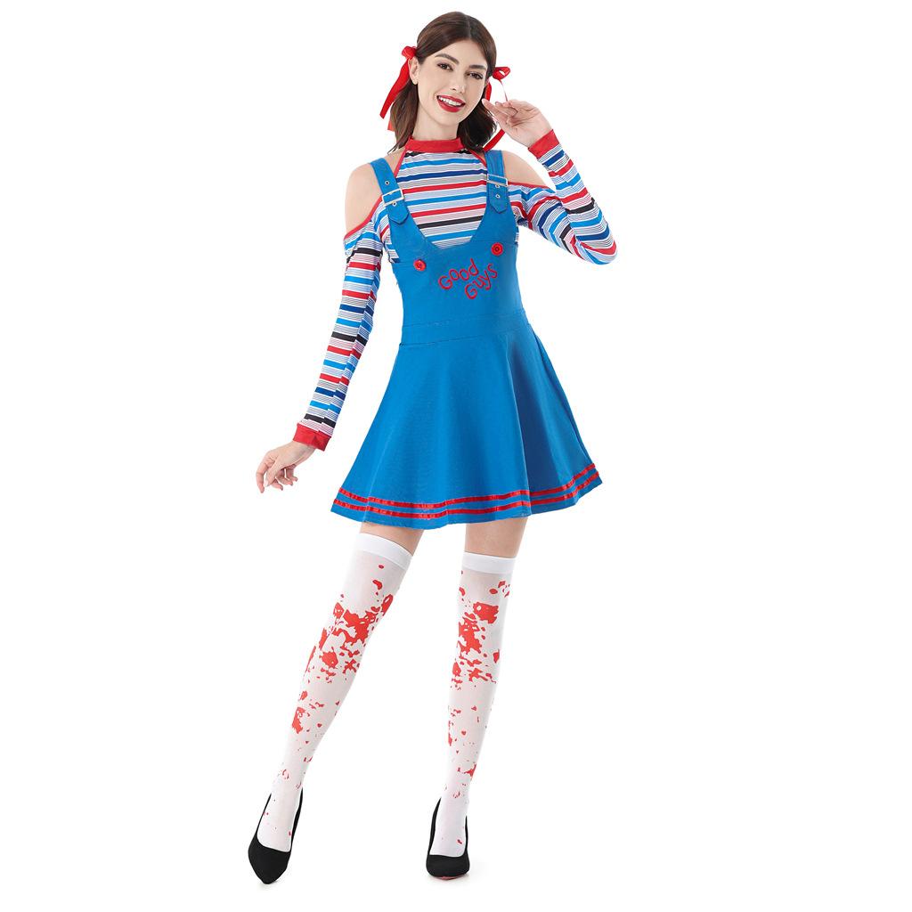 Circus Clown Female Costume Halloween Adult Costume Cos Horror Bloody Ghost Baby Carnival Cos Dress