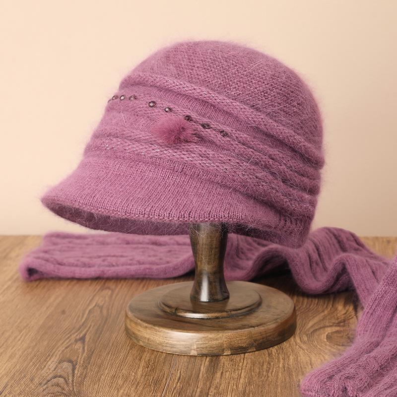 

Осень и зима шляпа старика женская зимняя шляпа старика бабушки матери кроличий мех плюшевая теплая вязаная шерстяная шапка average size (54-58cm)