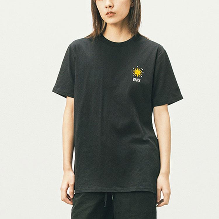 Vans Fun Pattern Cartoon Short Sleeve T-Shirt Unisex Tops Black VN0A5H4SBLK