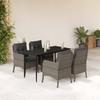 Vidaxl 5-Cz. Gartenmöbel-Set mit Kissen, Grau, PE-Rattan