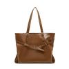 Top Layer Vegetable Tanned Leather Vintage Women's Bag Large Capacity Shoulder Bag 2025 New Trend Simple Commuter Tote Bag