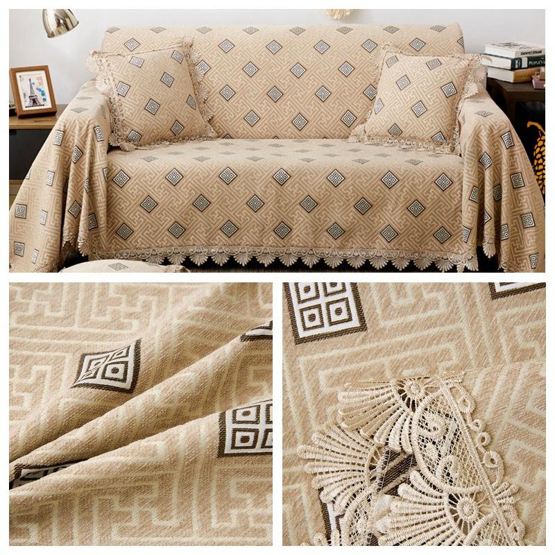 

Скандинавская утолщенная жаккардовая салфетка для дивана из синели с инстаграмом, тканевый чехол для дивана с полным покрытием, четырехсезонная подушка для дивана, водорастворимая кромка 90*90cm