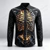 Creative Halloween Skull Flame 3d Print Hawaiian Shirt Men Women Fashion Long Sleeve Fit Comfortable Blouse Skeleton White Shirt