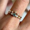 Luxuriöser europäischer und amerikanischer Partnerring, Einfacher Schmuck mit meerblauem Diamanten, Ring für Damen
