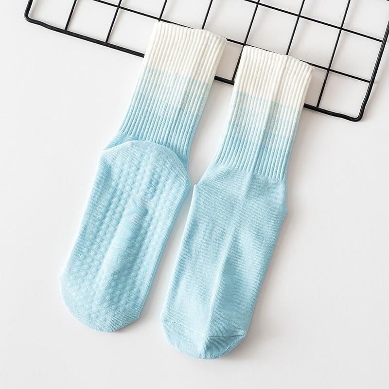 Yoga-Socken, mittellange gekämmte Baumwolle, rutschfeste Bodensocken aus Silikon, Fitness-Pilates, Damen-Fitness-Aerobic-Socken