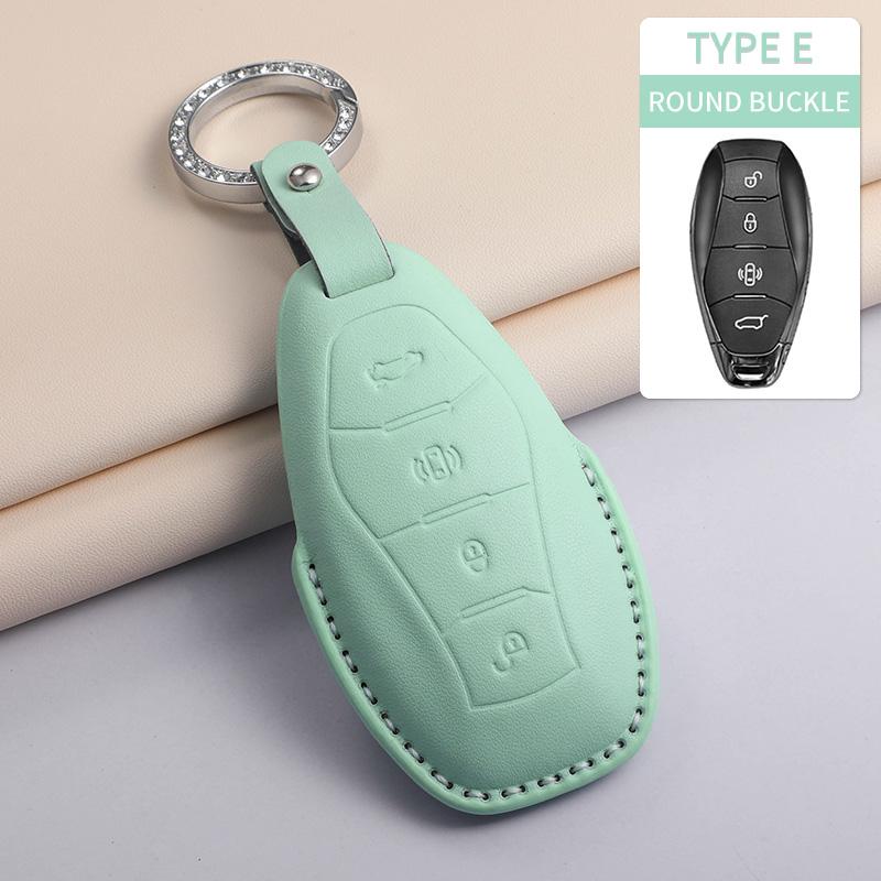 Fashion Car Key Case Cover For Faw Hongqi E-Hs9 High-End H5 H9 Car Keyring Luxury Leather Auto Accessories