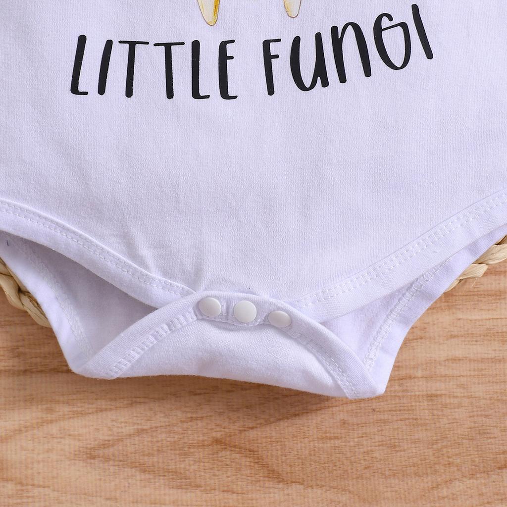 Neugeborenes Baby Baumwoll-Jumpsuit "Ich bin nur ein kleiner Pilz" Druck Kurzarm Strampler Body