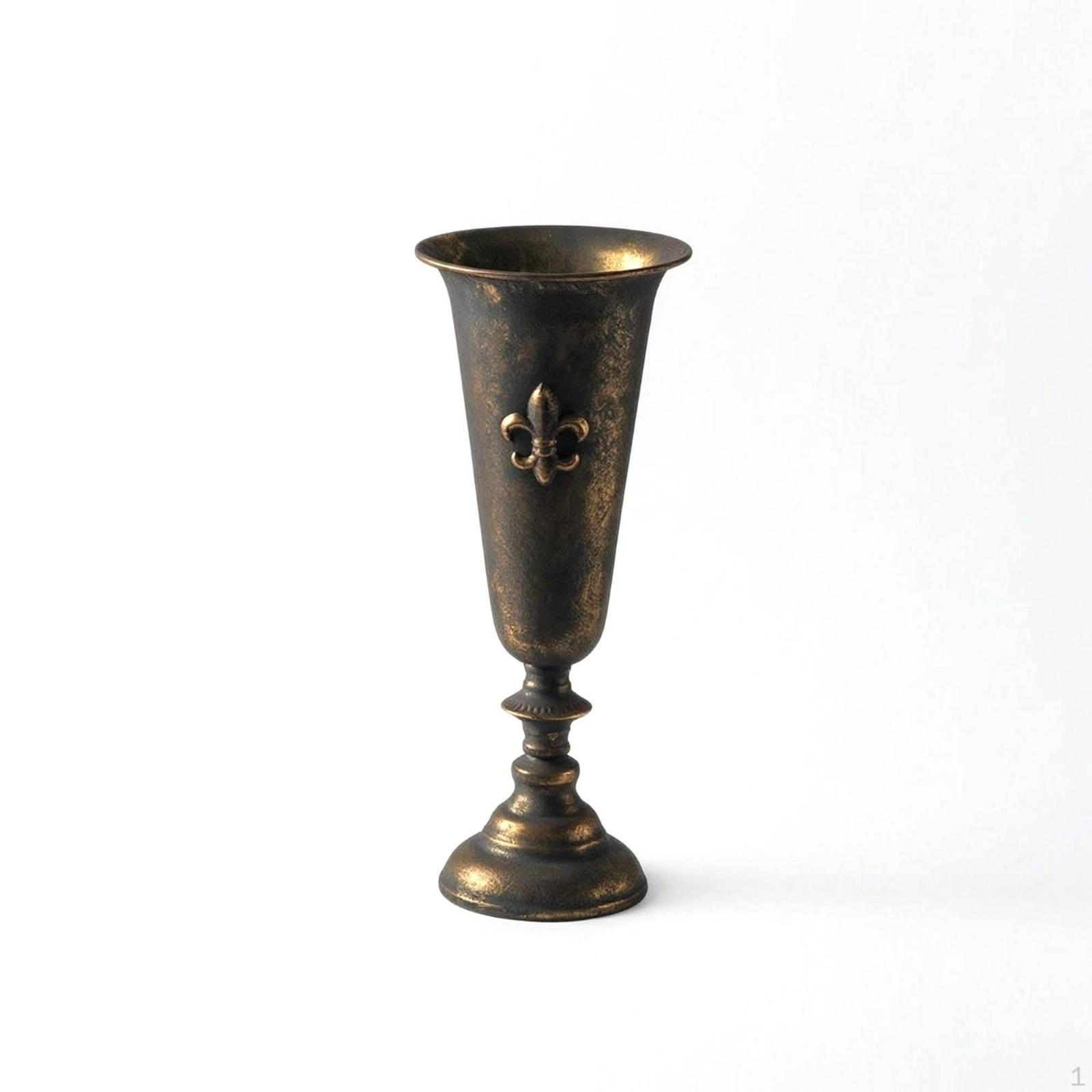 Display Vessel with Pedestal Base Antique Planter Distressed Tabletop Decor for Dining A3103