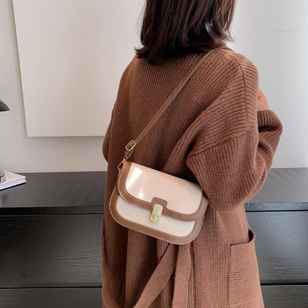 Square Crossbody Bag Texture Women Underarm Bag Retro PU Leather Shoulder Bag Outdoor