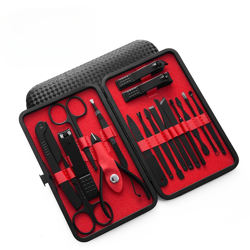 

Кусачки для ногтей из нержавеющей стали, черный набор кусачек для ногтей, кусачки для ногтей, 18 набор инструментов для ногтей, набор для красоты 18set чёрный