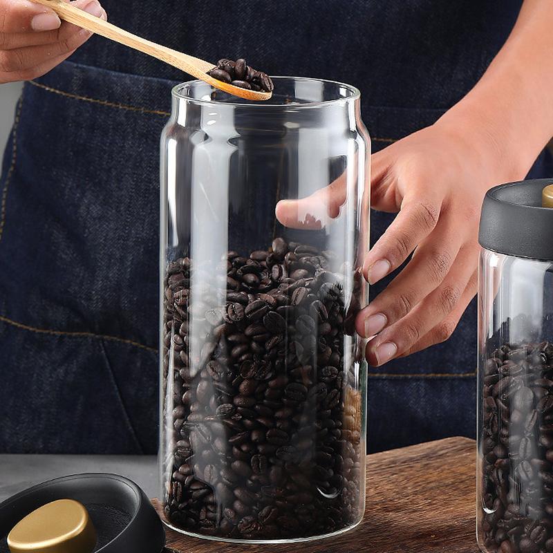 Vacuum Sealed Tank Coffee Bean Glass Sealed Jar Household Moisture-proof Air Extraction Airtight Container Coffee Storage Jar