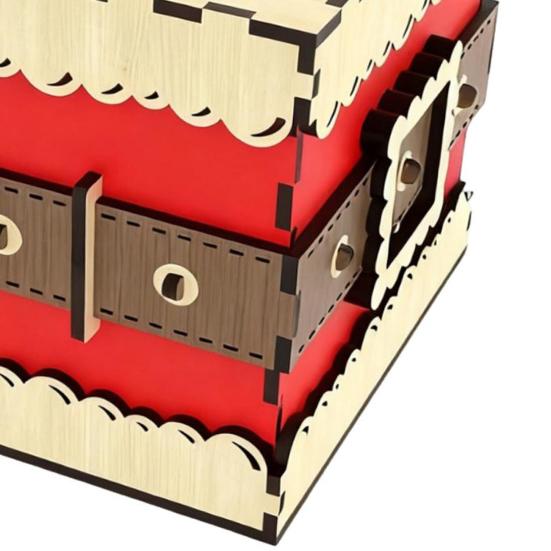 Christmas Gift Box Wooden Storage Box with Lid Xmas Design Present Box for Festive