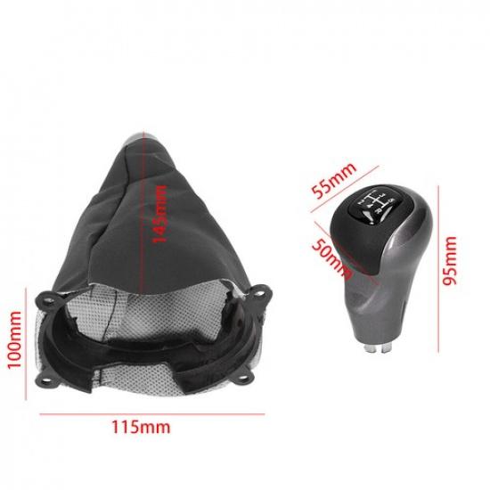 Black Manual 5-Speed Gear Shift Knob Lever Gaitor Boot For Honda Civic 2006-2011