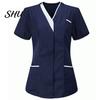 Tops Uniforme Camici da Infermiere Traspiranti Donna Scollo a V Manica Corta Tasche Top Scrub Tute Uniformi Patchwork Colore Design Lavoro Infermieristico
