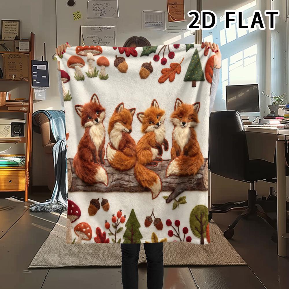 1Pc 2D FLAT Autumn Forest Print Flannel Blanket,High quality Comfortable for All Seasons,Home Decor,Warmth and Comfort,Perfect for Christmas Gifts