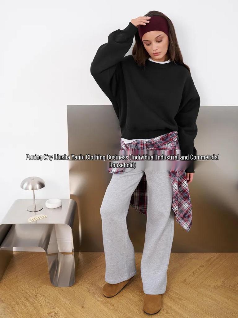 American Style Round Neck Pullover Hoodie - Thick, Versatile, and Stylish for Autumn and Winter Commuting and Hip-Hop Fashion.