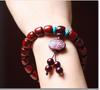 Women's Small-Leaf Rosewood Bracelet with Mother-of-Pearl Bead, Wenwan Buddhist Calming Ornament, Unisex.