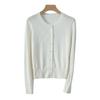 Women's Cardigan Casual Round Neck Long Sleeve Button Down Solid Color Knit Top