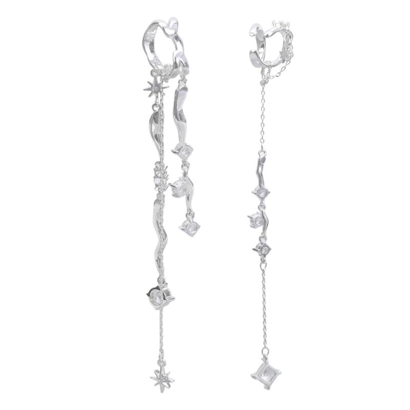 

Trendy Long Tassels Ear Cuffs with Star Asymmetrical Ear Clip Not Piercing Ear Jewelry Perfect for Daily Casual Wear 1