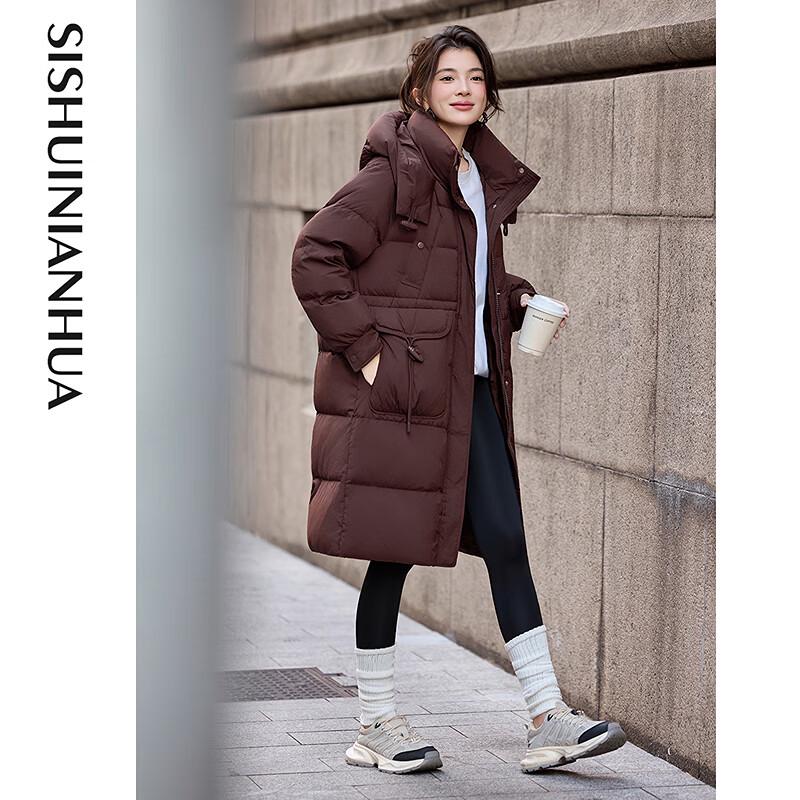 Fleeting Time Women's Elegant Hooded Mid-Length Down Jacket 255619Y1
