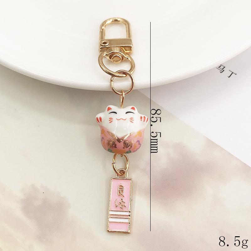 Cute Ceramics Lucky Cat Keychain Bag Pendent Car Key Accessories Ceramic Keychain Amulet Fortune A1