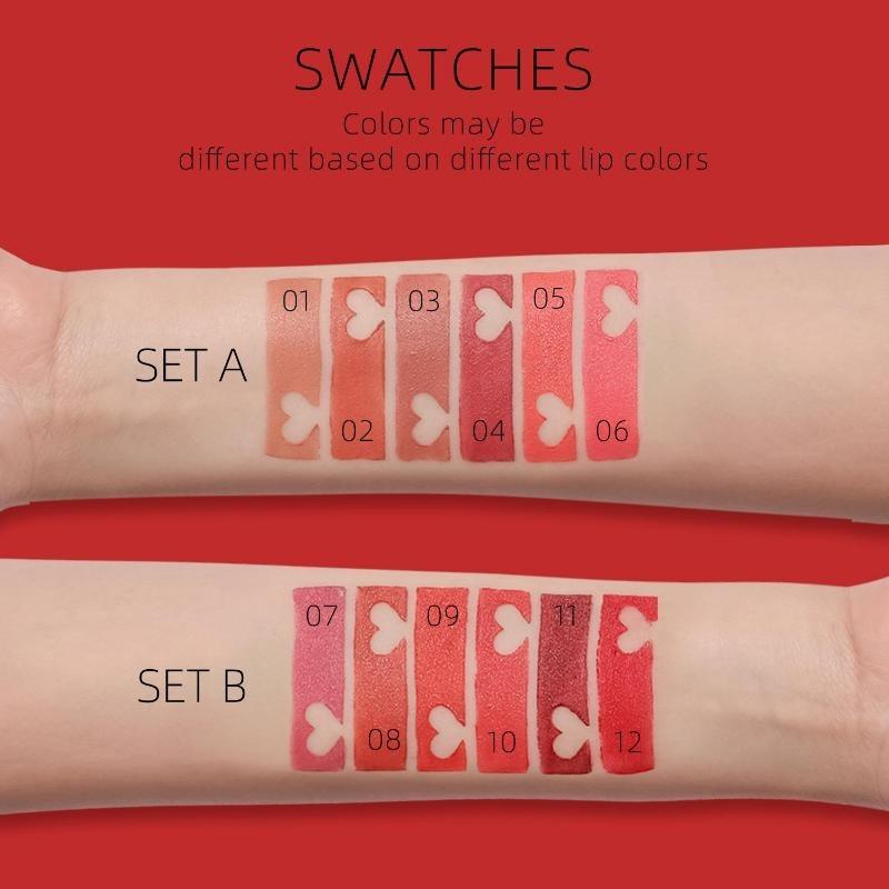 Matt Matt 12-farbiger Einzellippenstift Samtlippenstift, der nicht leicht an der Tasse klebt