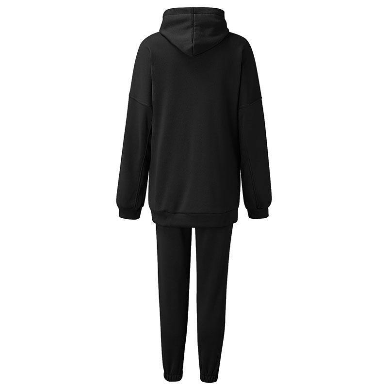 WTEMPO Women's Tracksuit Fleece Hooded Two Piece Set Loose Hoodies Jogger Pants Sets Female Autumn Casual Solid Sportswear Suit