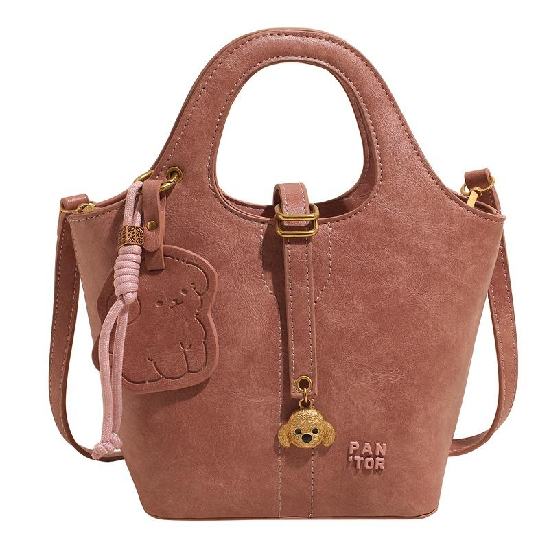 

Мягкие сумки из искусственной кожи для женщин, сумка-ведро, винтажная сумка через плечо, роскошные дизайнерские женские сумки большой вместимости розовый