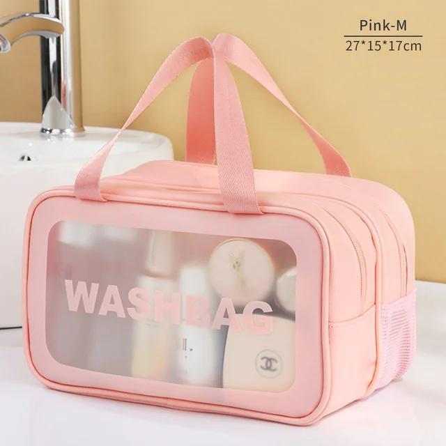 Dry-Wet Separation Partition Toiletry Bag Portable PVC Double-Layer Cosmetic Storage Bag for Travel, Beach, Pool Bathing