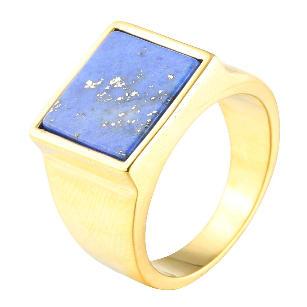 Vintage Men's Punk Turquoise Titanium Steel Ring Daily Party Jewelry Gifts
