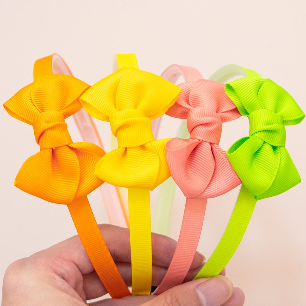 4pcs Grosgrain Ribbon Hair Bows Headbands Plastic Teeth Hairbands Girls Headbands Children Kids Hair Accessories