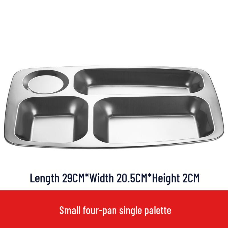 Thickened 304 Stainless Steel 4-Compartment Meal Tray