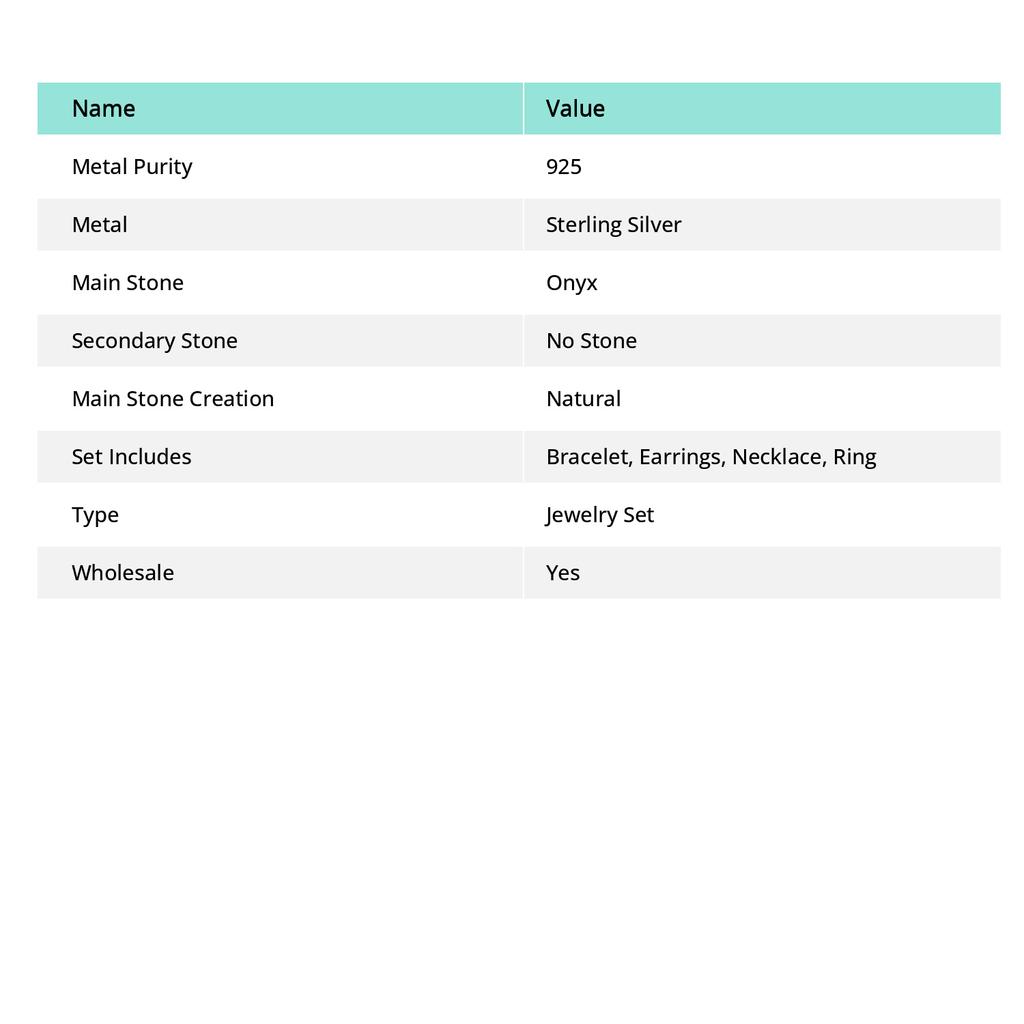 Natural Black Onyx Gemstone Handmade 925 Sterling Silver Gift Jewelry Set H9w77