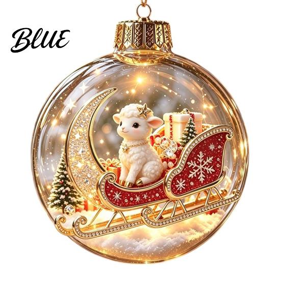 Reusable Plastic Baubles Glowing Christmas Story Ornament Light‑Up Mini Holiday Scene Hanging Ball with Warm Gift Embellishments LED Light,