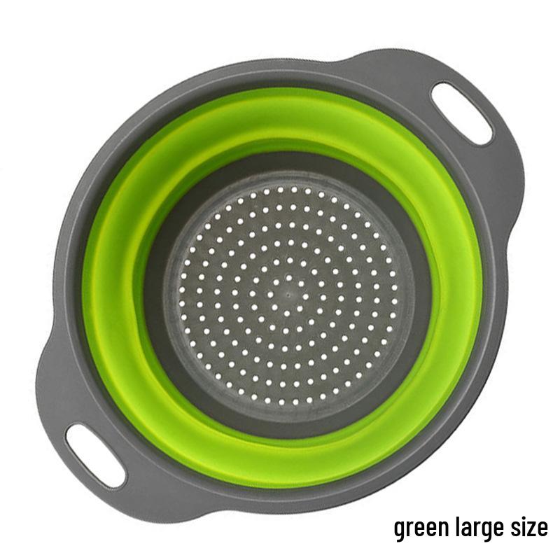 Folding Telescopic Colander: Round Vegetable & Fruit Washing Basket with Drying Rack