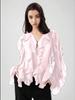 European and American V-Neck Layered Long-Sleeve Women's Spring/Summer Pullover Shirt