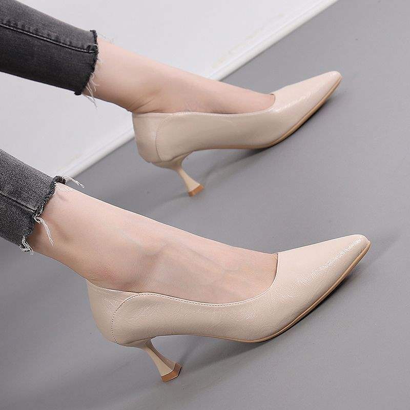 

Женские туфли из натуральной мягкой кожи на тонком каблуке, профессиональные рабочие туфли, черные туфли на высоком каблуке, женские, для долгого стояния, не утомляют, универсальные кожаные туфли 41