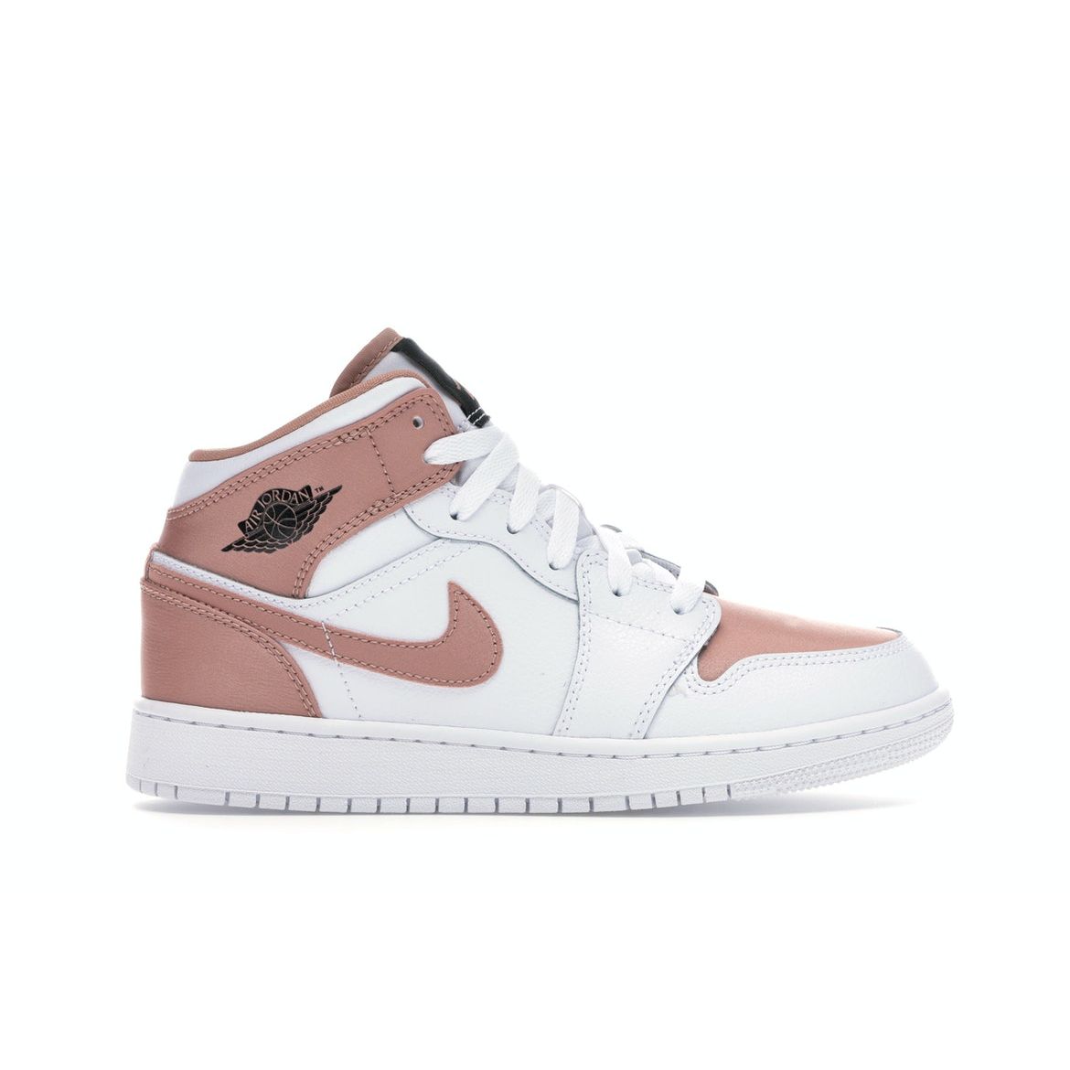 

Детские кроссовки Air Jordan 1 Mid GS White Rose Gold Pink Black 555112-190