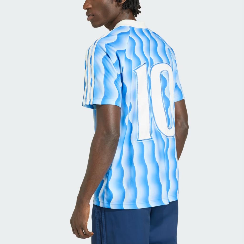 adidas Originals Striped Logo Digital Loose Polo Shirt Men Tops KX1258