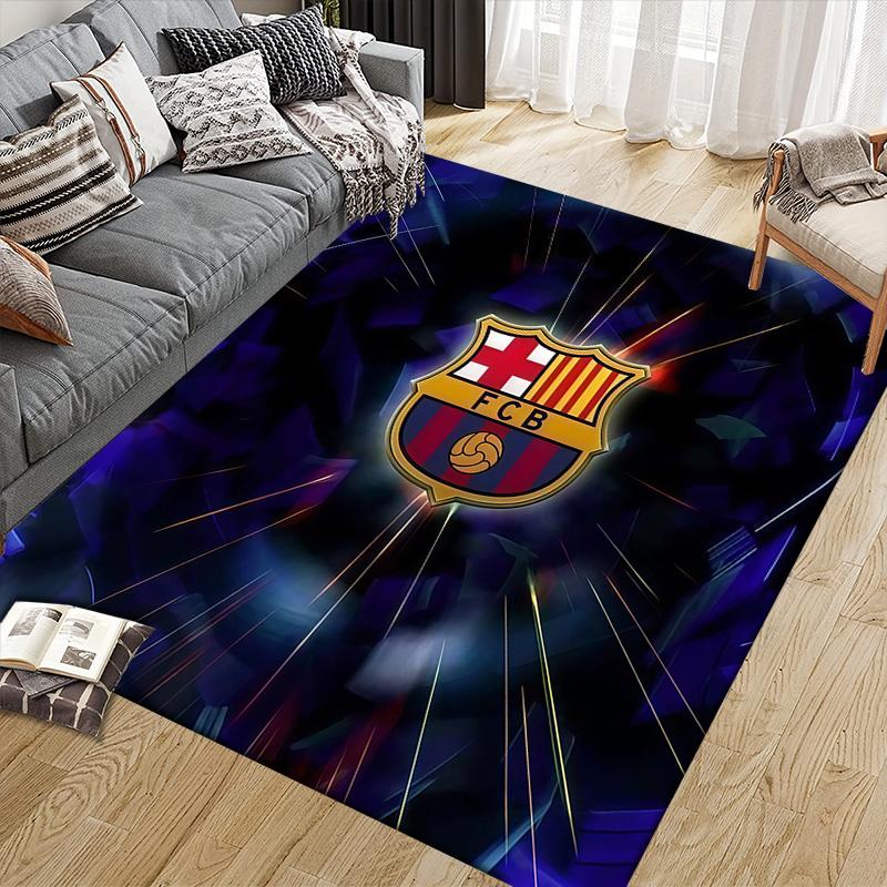 Tappeto Quadrato a Fantasia Flanella Futbol Club Barcelona, Tappeto da Area, Tappeto per Soggiorno Camera da Letto Divano Sala Giochi Decorazione, Tappetino Antiscivolo