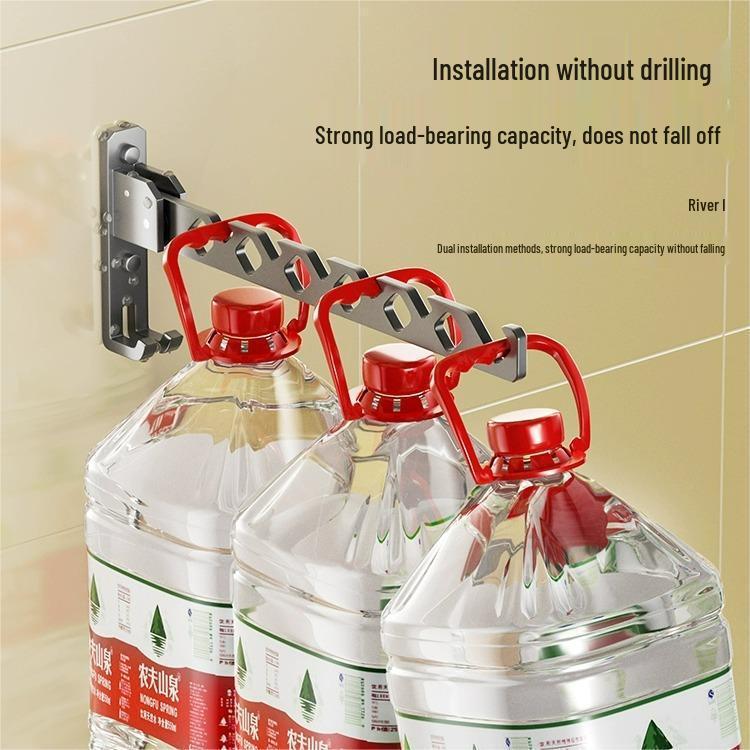 Skládací sušák na prádlo na zeď - Bez vrtání, pro použití v koupelně/na balkoně, Neviditelný vnitřní věšák.