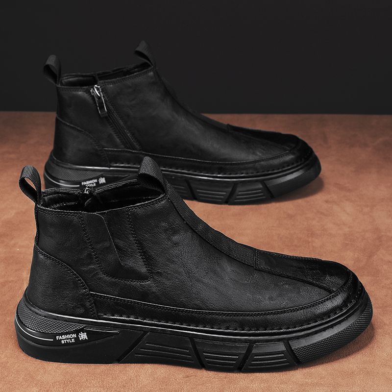Men's shoes 2025 new high-top business leather shoes one-pedal Martin boots men's trend versatile non-slip and wear-resistant tooling shoes