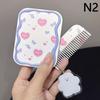 Cartoon Bow Love Heart Portable Mirror Comb Set Foldable Creativity Student Cartoon Mirror And Hair Comb Girls Gifts