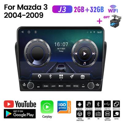 10palcové Android autorádio 2DIN pro MAZDA 3 2004-2009 s otočným ovladačem, multimediální přehrávač, GPS navigace, Carplay 2+32GB