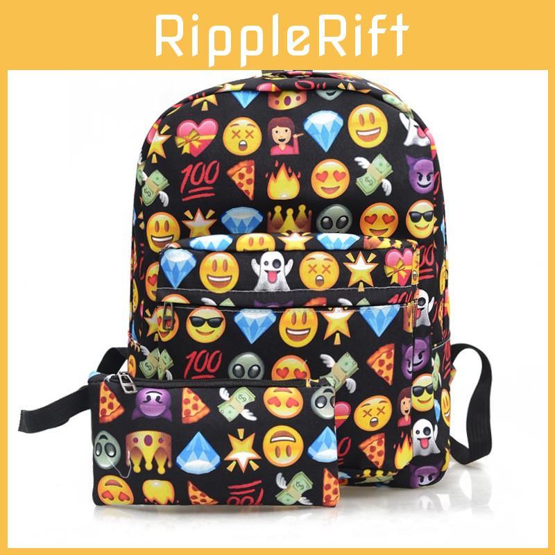 Stylish Garcon Filles Emoji Smiley Backpack Featuring High-quality Material For School