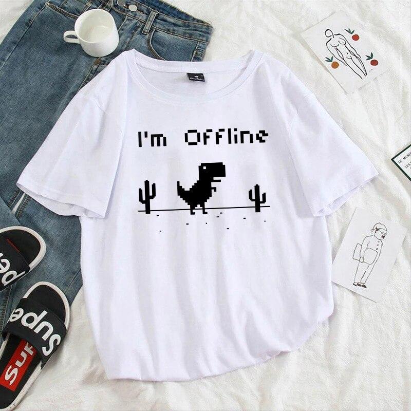 Dámské tričko Harajuku Kreslený dinosaurus 90. léta Dámské topy O-výstřih Bílý Krátký rukáv letní oblečení pro ženy 3XL