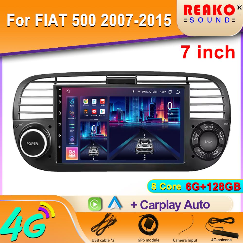 7 Zoll Android Auto Für Fiat 500 2007-2015 Auto Head Unit Multimedia Video Player Stereo GPS Navigation 4G WIFI BT 2din DVD