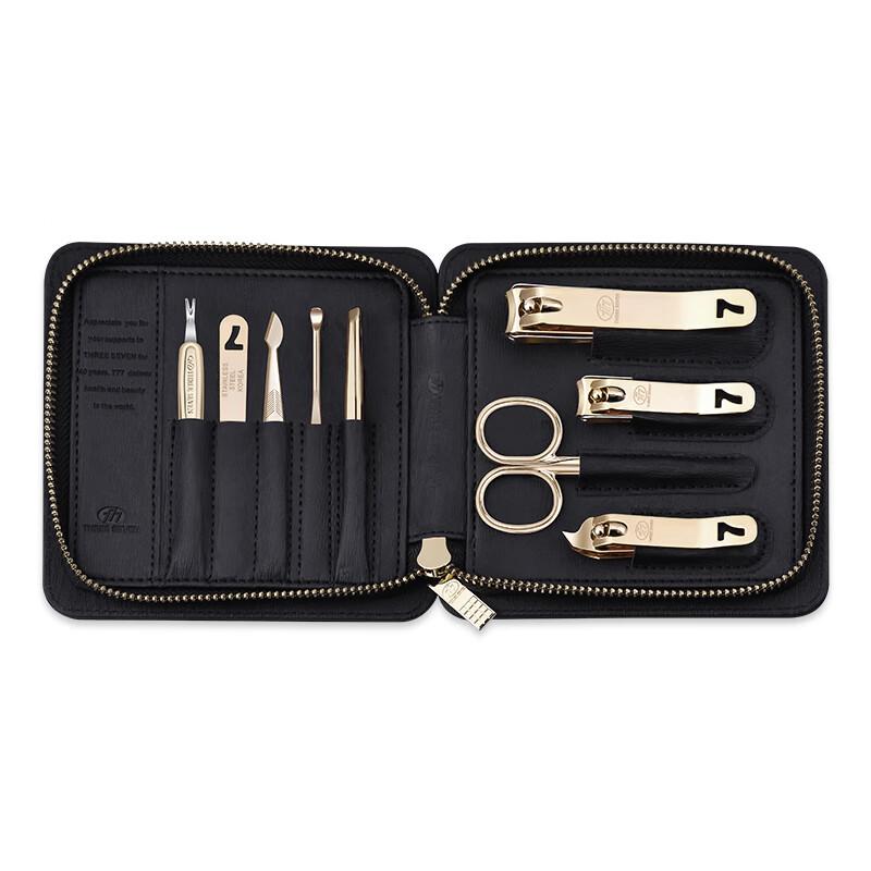 777 Carbon Steel Luxury Black Gold 9-Piece Nail Care Set